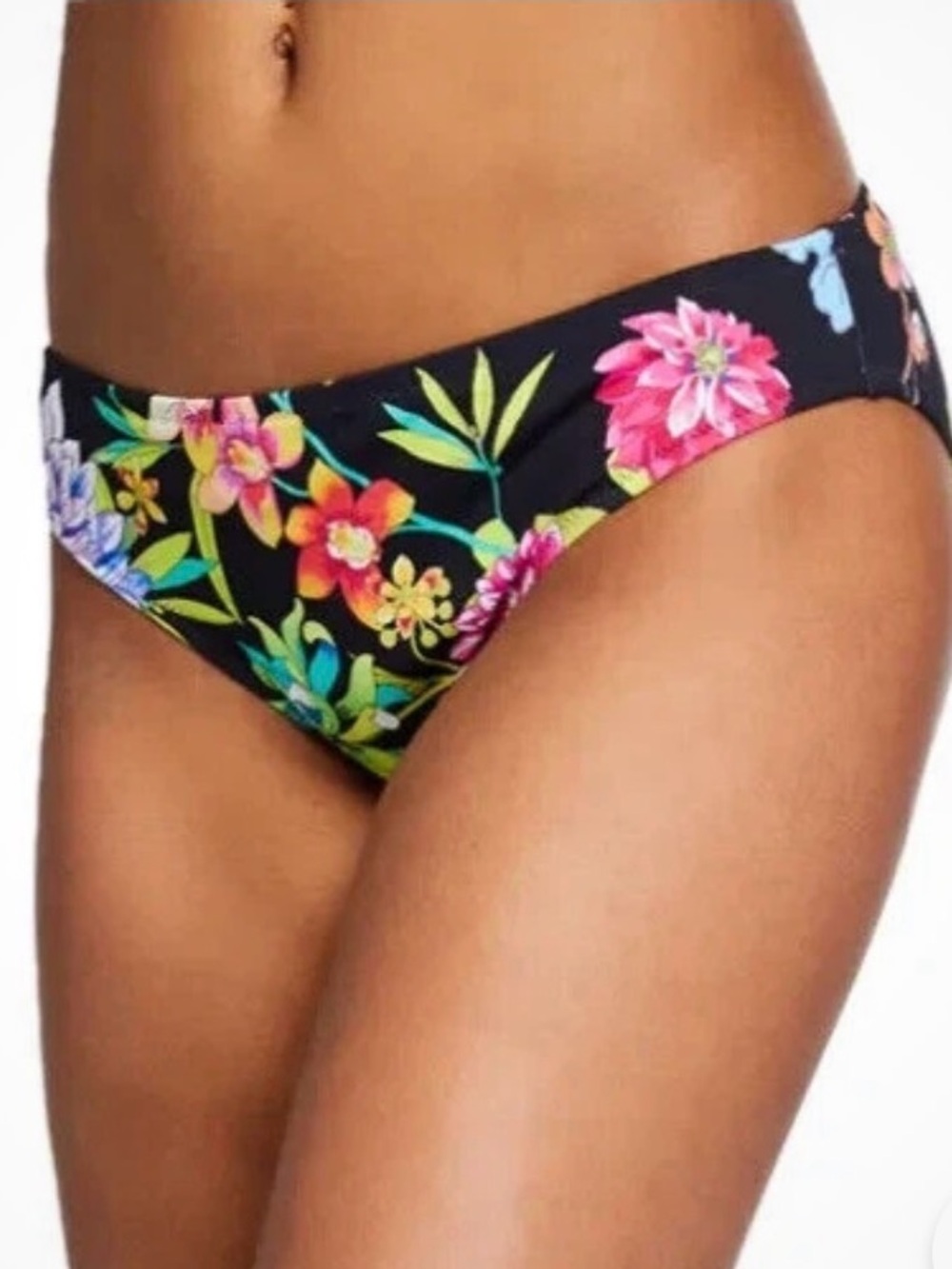 Johnny Was Black Floral Hipster Bikini Bottom